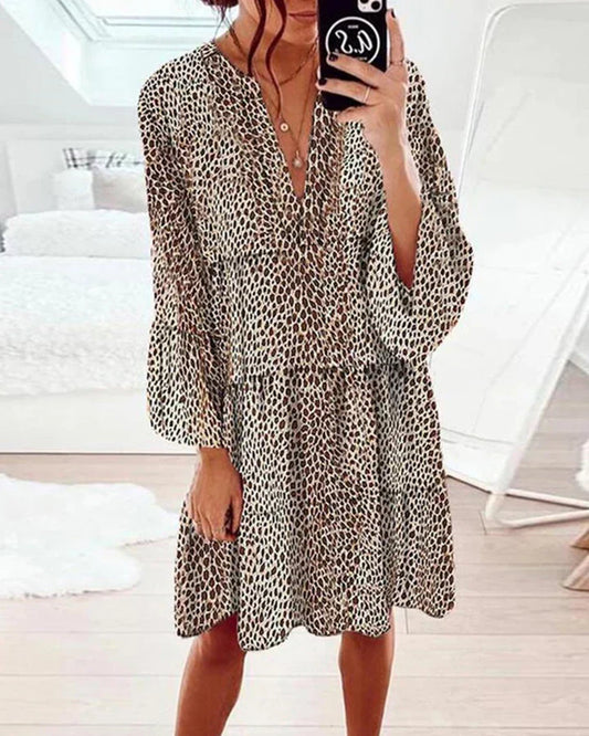 Hattie - Leopard Knielänges Kleid