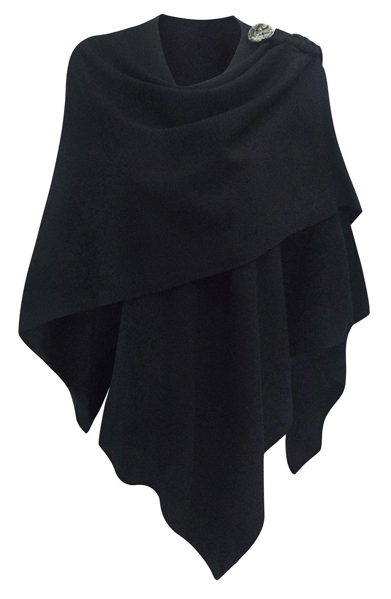 Schwarzer Poncho Pullover mit Überkreuz-Front - Eleganza