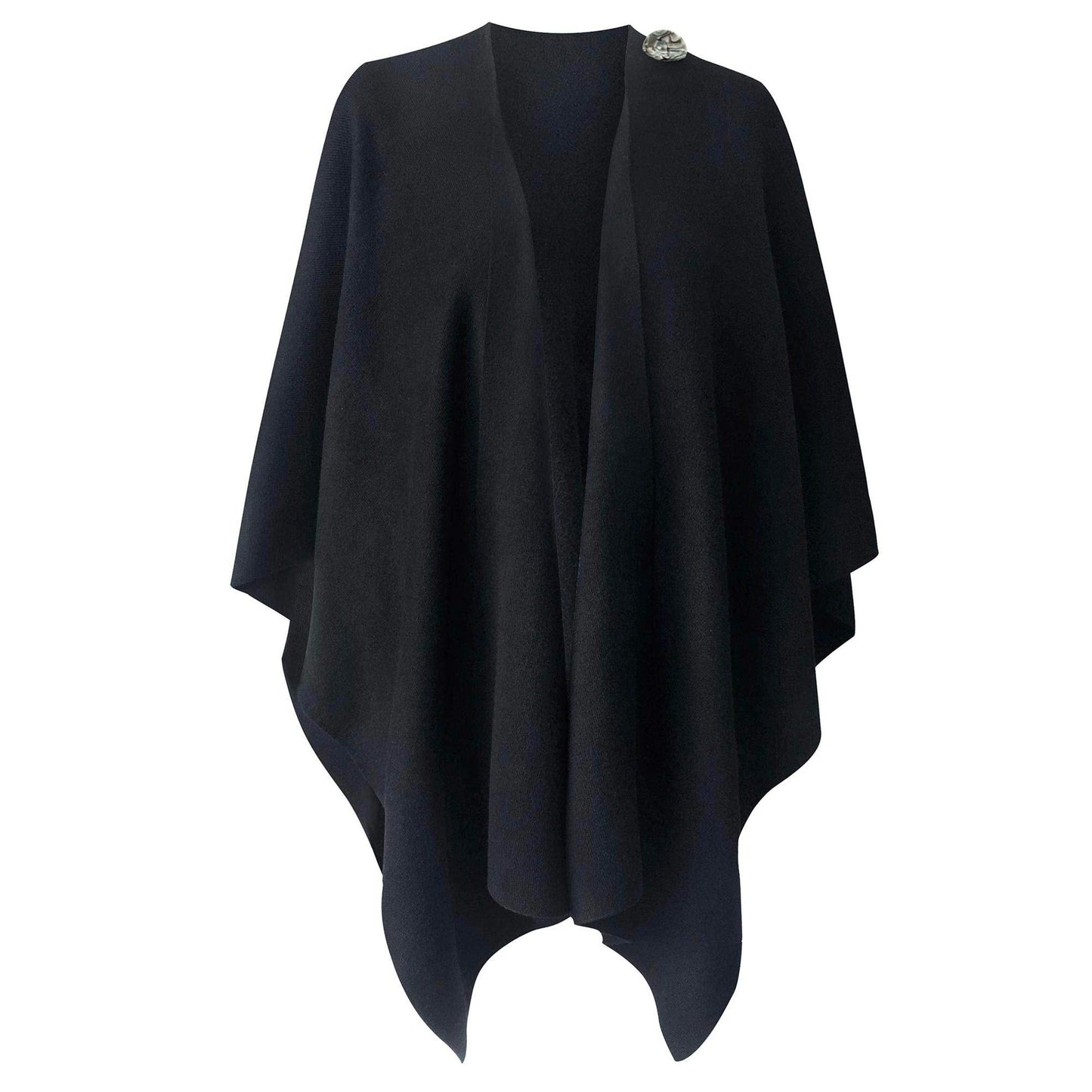 Schwarzer Poncho Pullover mit Überkreuz-Front - Eleganza