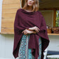 Schwarzer Poncho Pullover mit Überkreuz-Front - Eleganza