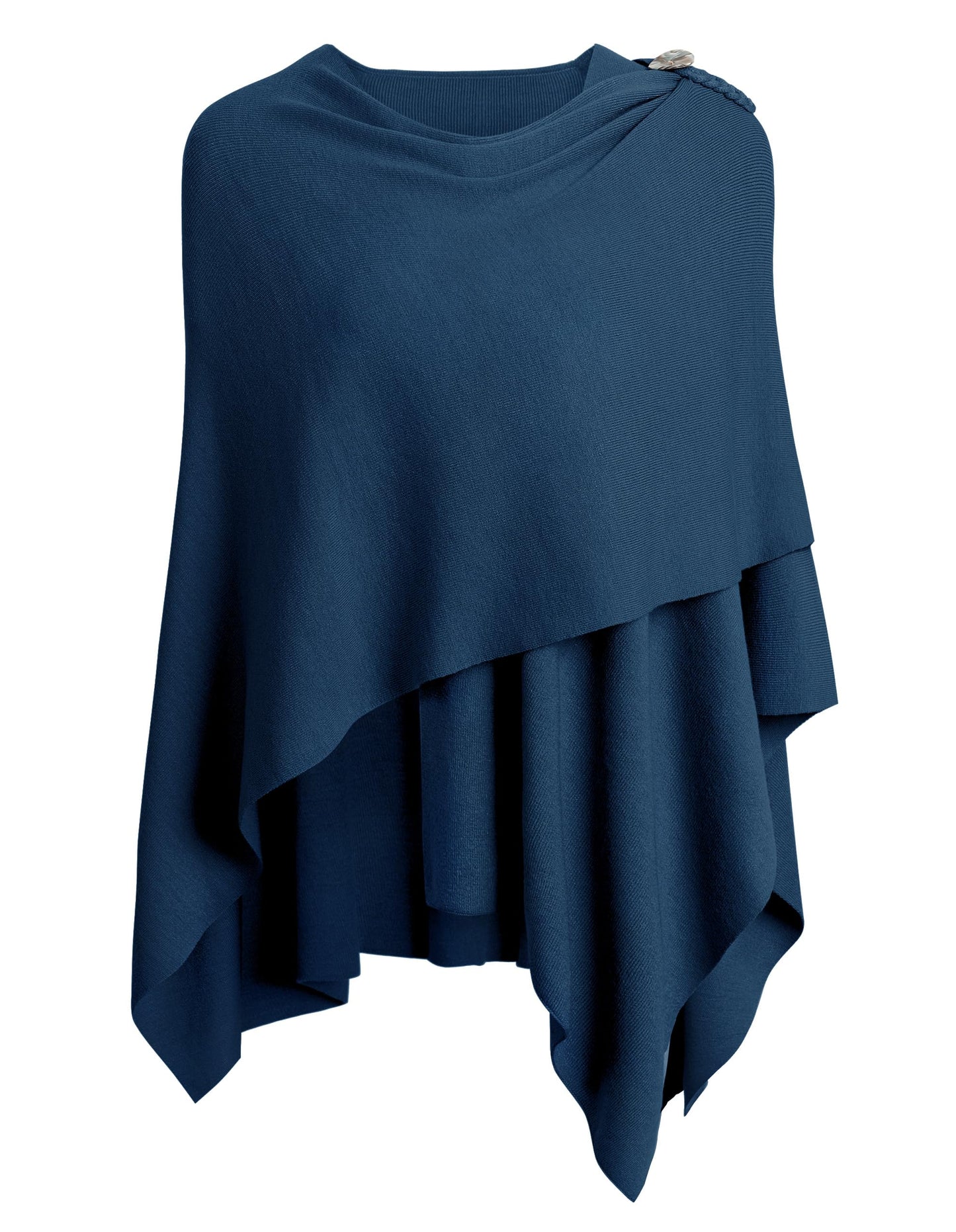 Schwarzer Poncho Pullover mit Überkreuz-Front - Eleganza