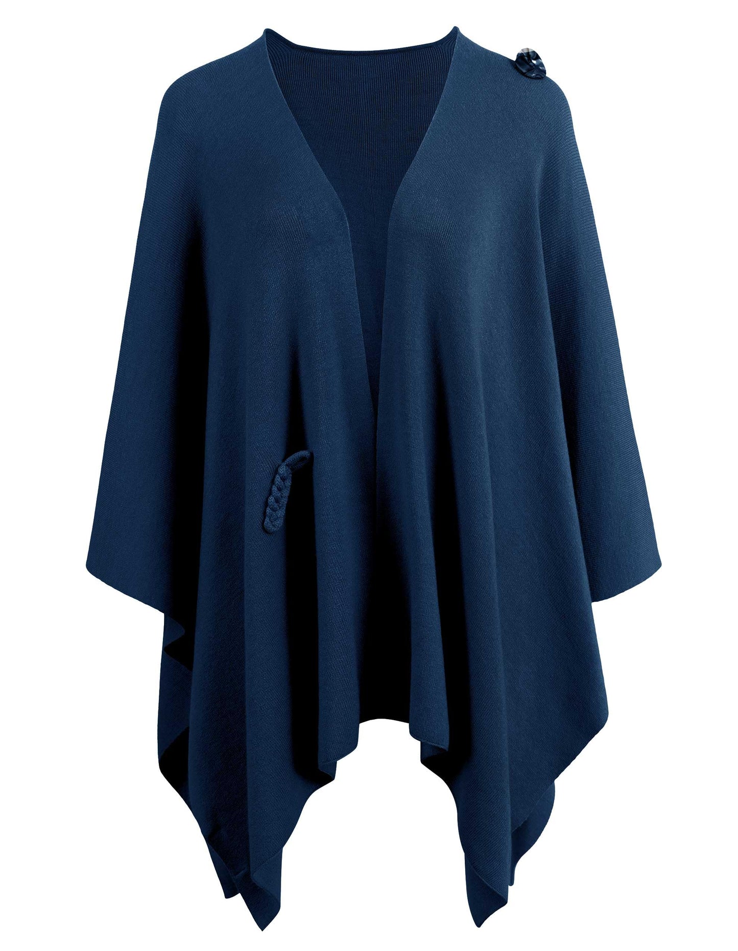 Schwarzer Poncho Pullover mit Überkreuz-Front - Eleganza