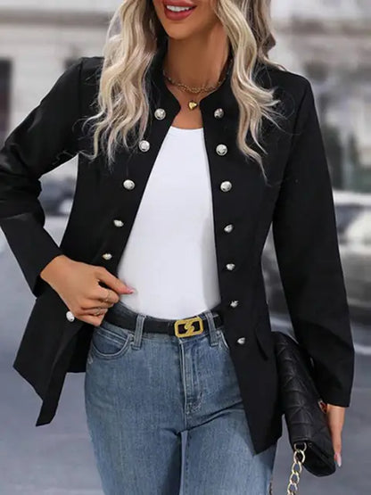 Lena - Beige Zweireihige Blazerjacke