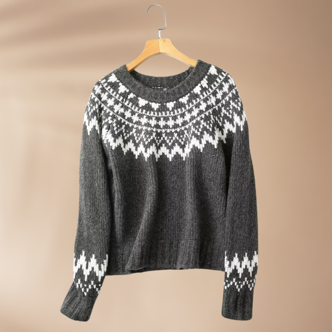 Warmer Wollpullover Damen Grau – Clara