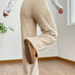 Flauschige Weite Hose mit Kordelzug – Beige