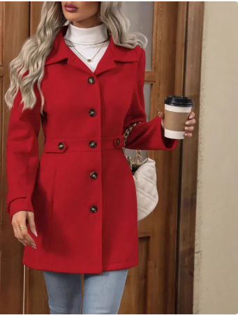 Eleganter Damen Wollmantel mit Knöpfen – Stilvoll & Zeitlos