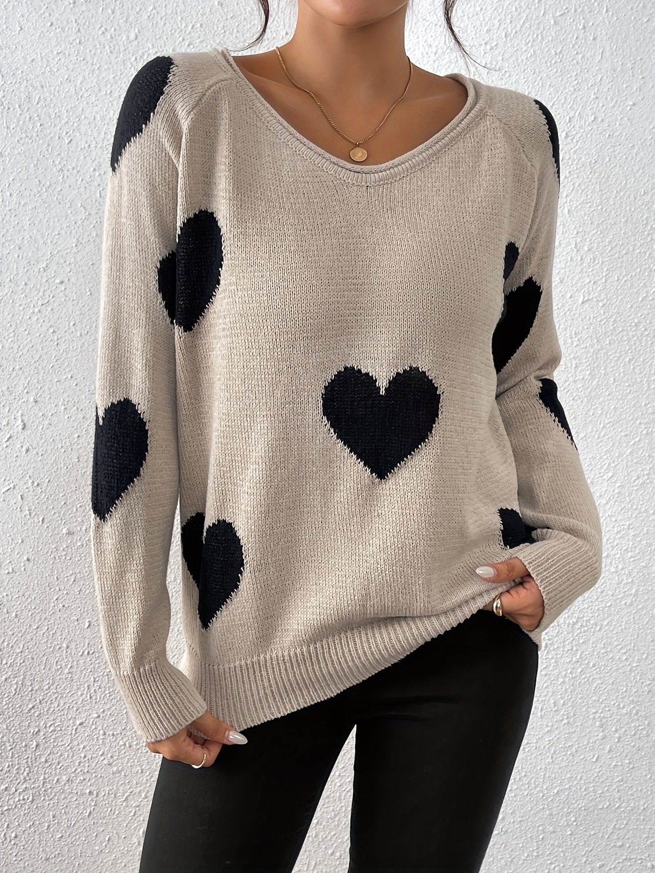 Pullover mit Herzmuster – Romantischer Stil mit gemütlicher Wärme