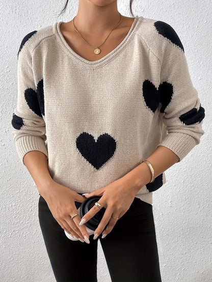 Pullover mit Herzmuster – Romantischer Stil mit gemütlicher Wärme