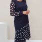 Kleid Rundhals Langarm Polka Dot