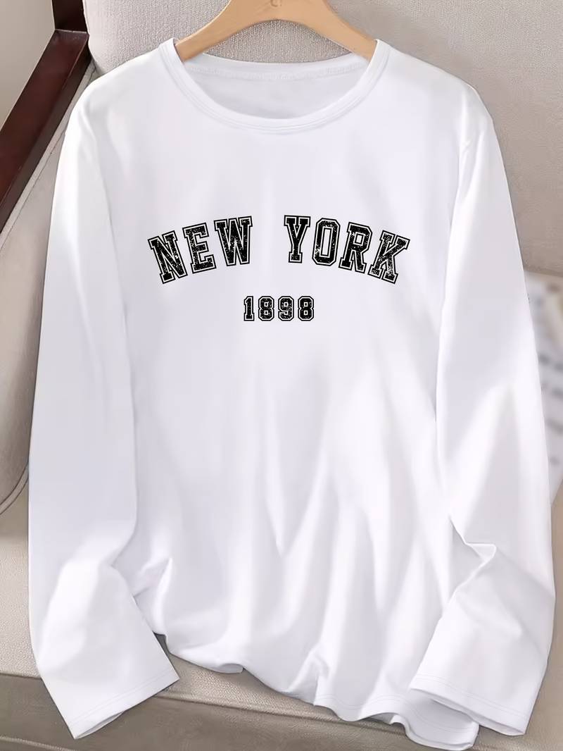 Ava – t-shirt mit rundhalsausschnitt und new york-print