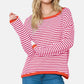Gestreifter Pullover mit Kontrastbündchen