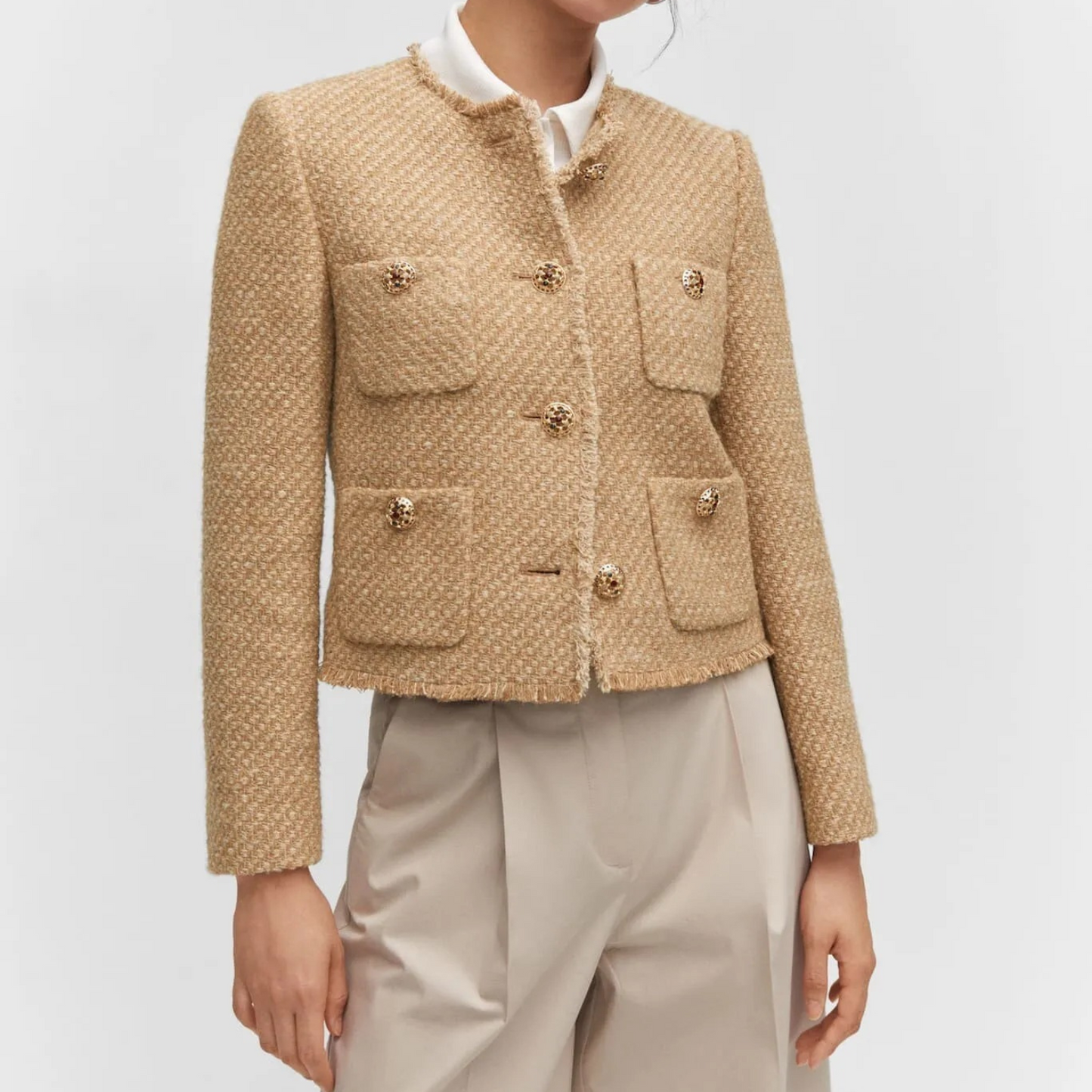 Camel Tweed Damen Sommerjacke - Phoebe