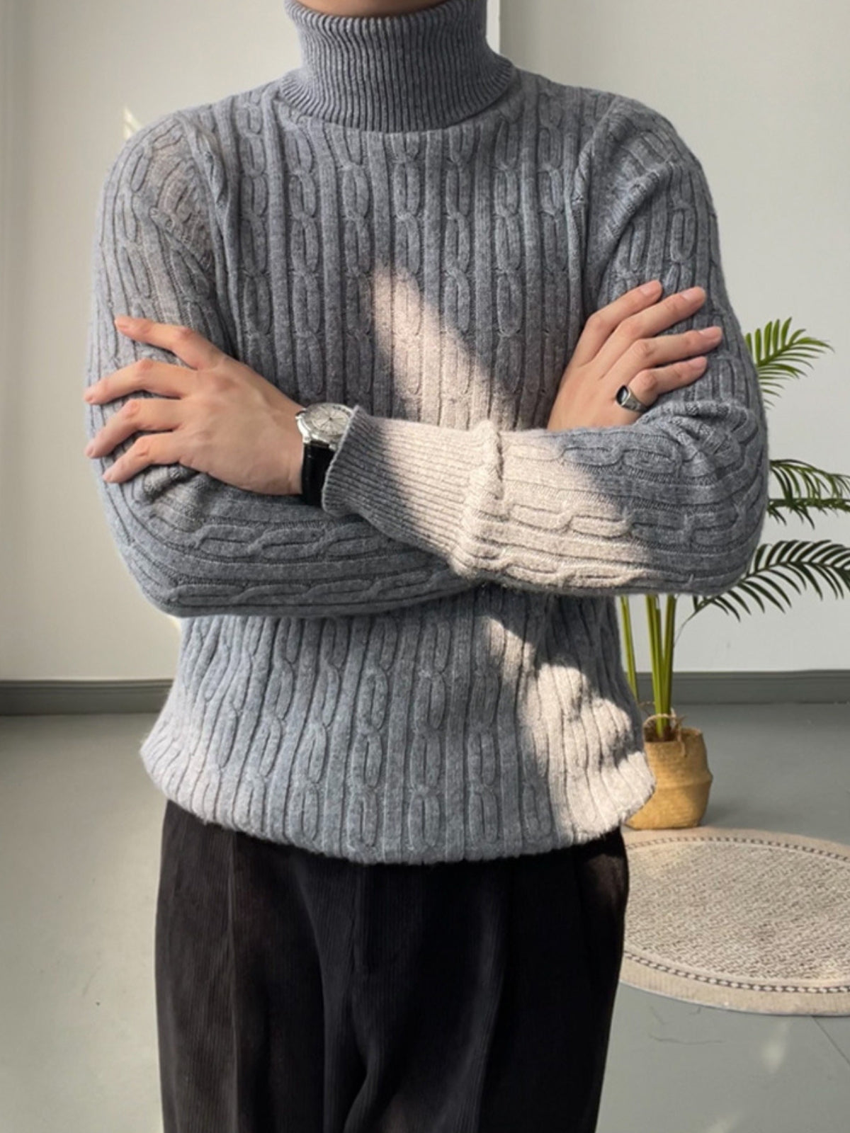 Casual Wollpullover Rollkragen Weiß - Elias