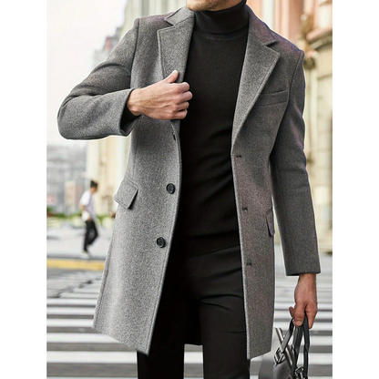 Herren Klassischer Warmer Winter Arbeits Trenchcoat | Lang