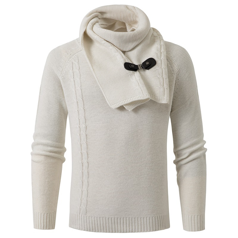 Maxwell Schlanker Rundhals Pullover mit Abnehmbarem Schal