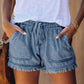 Einfarbige Lässige Denim-Shorts Mit Elastischer Taille