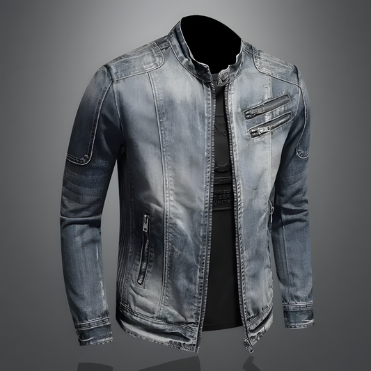 Klassisches Biker-Denimjacke mit Stil und Langlebigkeit