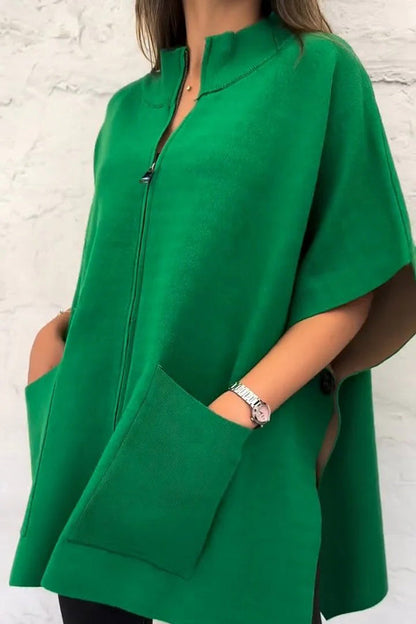 Grüne Zipper-Stehkragenjacke - Lena