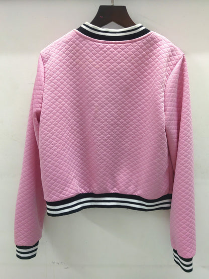 Modische Bomberjacke mit Kontrastbesatz und Reißverschluss