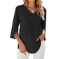 Teresa - Damen Hemden Kurzarm Tops Reversausschnitt Bluse Elegantes Tunika Shirt