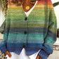 Mehrfarbiger Strickjacke mit Knopfleiste Für Damen | Warm