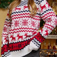 Roter Strickpullover mit Rentiermotiv - Lena