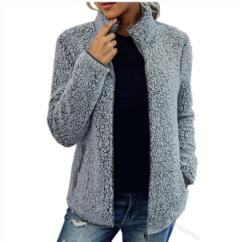 Mila – Warmer Fleece-Sweater mit Reißverschluss & Stehkragen