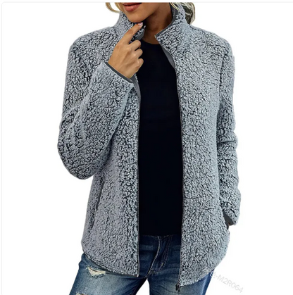 Mila – Warmer Fleece-Sweater mit Reißverschluss & Stehkragen
