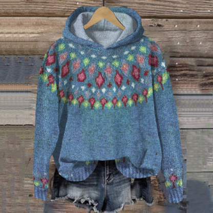 Saskia | Damen Lässiger Strick Kapuzenpulli | Winter