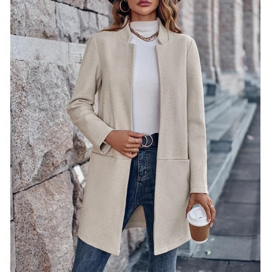 Eleganter grauer langer Sommermantel - Amalie