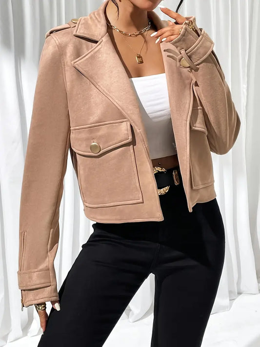 Sabrina - Geknöpfte Taschen Elegante Crop Jacket