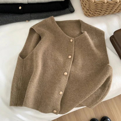 Damen Ärmellose Geknöpfte Weste | Lässig