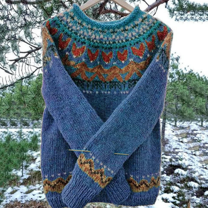 Winterpullover Im Vintage-stil Für Damen | Rundhalsausschnitt