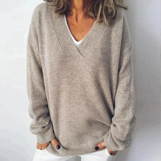 Weiter V-Ausschnitt-Pullover – Entspannte Eleganz mit mühelosem Komfort