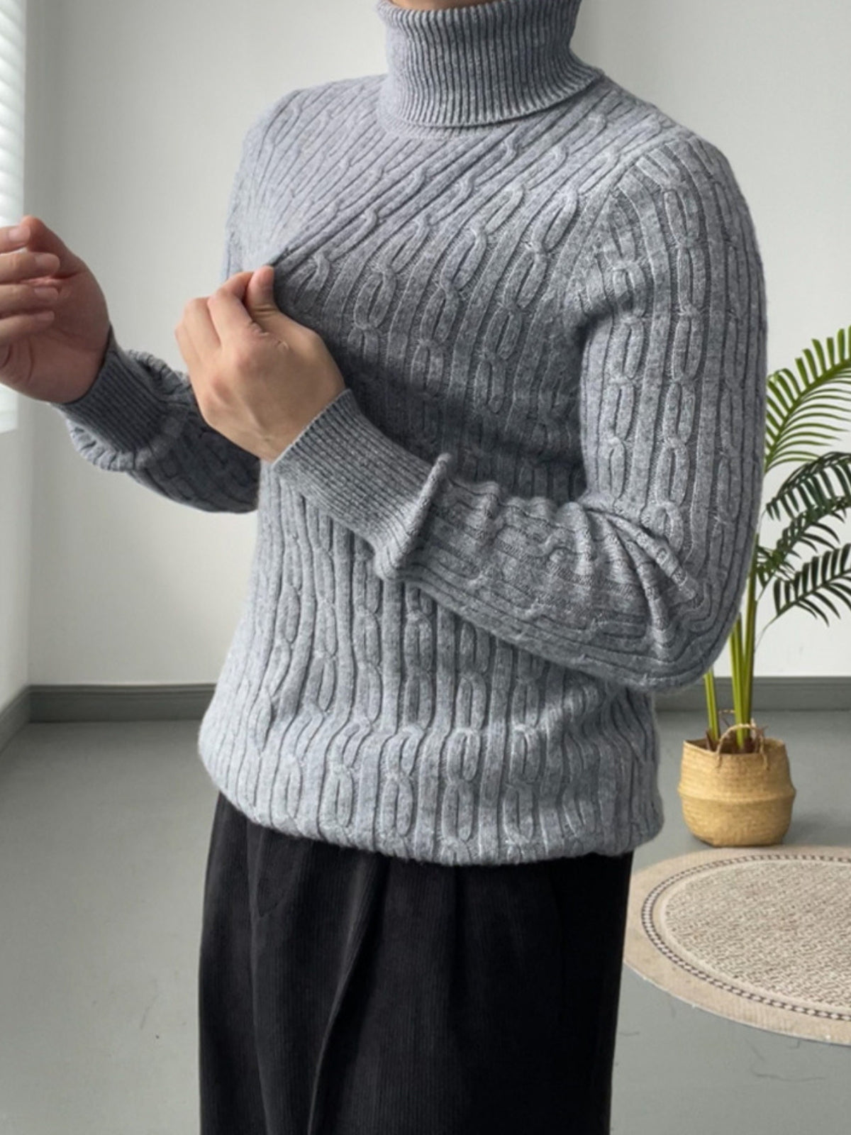 Casual Wollpullover Rollkragen Weiß - Elias