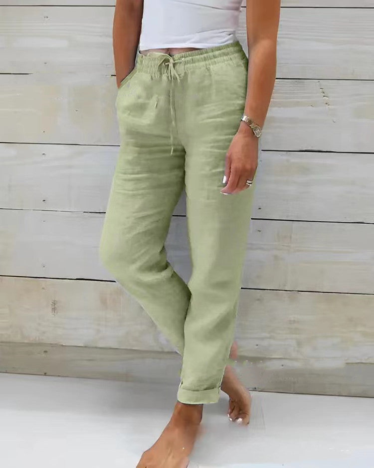 "Relaxed Line Trousers" - Lässige Frauen Leinenhose