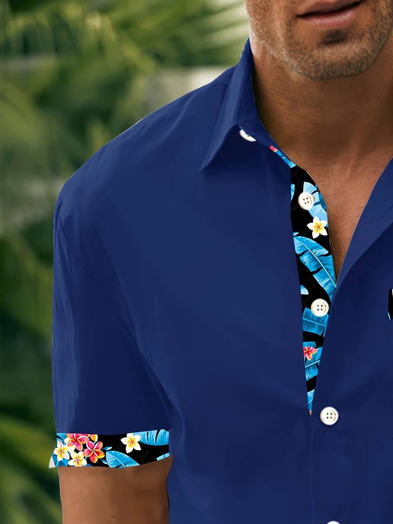 Henry – kurzarm-button-down-shirt mit floralem digitaldruck