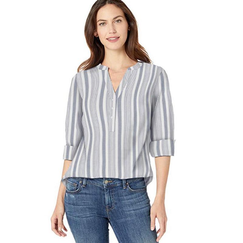 Langarm-Baumwoll-Popover-Shirt Für Damen