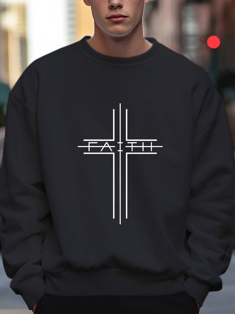 Justin – faith cross-print-pullover für männer