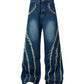 Hellblaue Street-Style Weitbein-Jeans - Luna