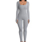 Figurbetontes Bodycon-Jumpsuit - Ausschnitt & Struktur