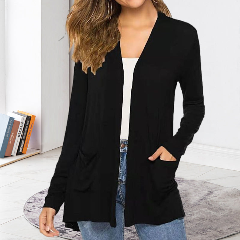 Lässige leichte langärmlige Strickjacke für Damen