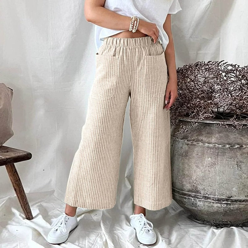 Lara - Graue Nadelstreifen Culottes