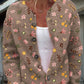 Damen Strickjacke mit Blumenmuster | Rundhalsausschnitt