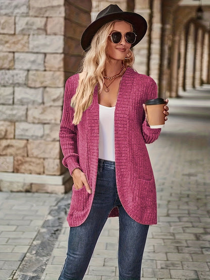 Einfarbige Offene Strickjacke - Vielseitig