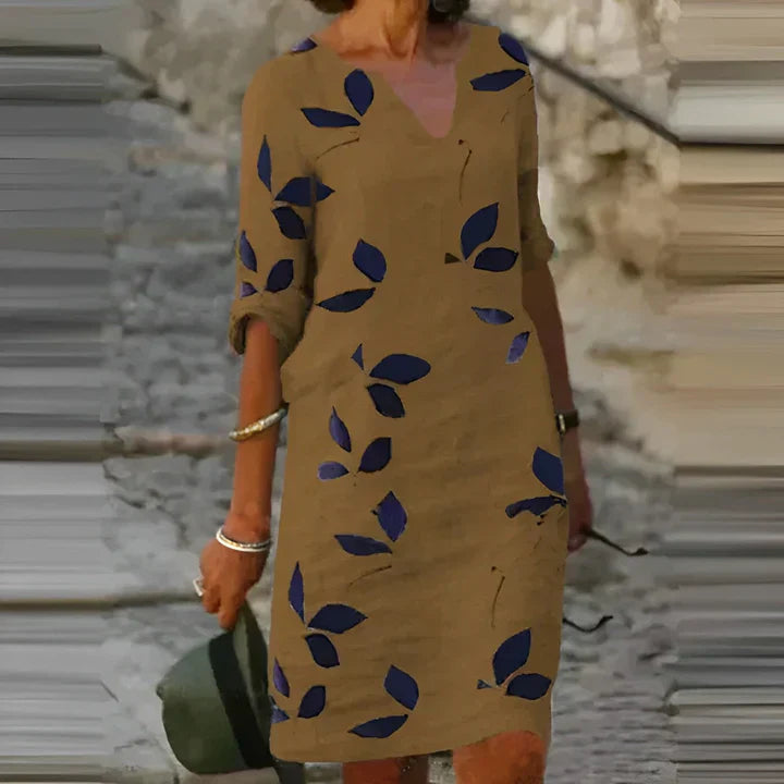 Mavis – atemberaubendes sommerkleid mit blätterprint für damen