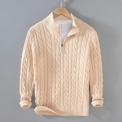 Baumwollpullover mit Reißverschluss Beige – Noah