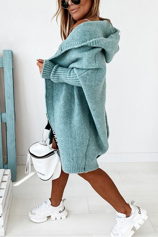 Blaue Kapuzenjacke mit Fledermausärmeln – Lara