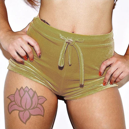 Damen Samt Shorts mit hoher Taille