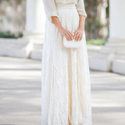 Einfarbiger Eleganter Spitzenrock